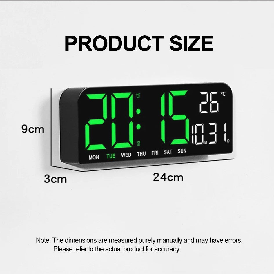 Digital Gym Wall Clock - 24CM Alarm Temperature / Time & Date gage Fitness Yoga