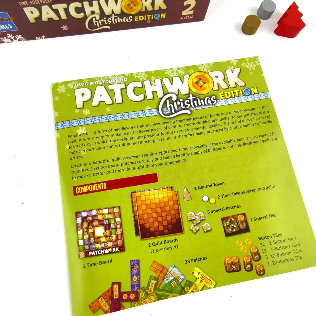 Patchwork Christmas Edition Family Game - Board Game for Two Players Funny Party