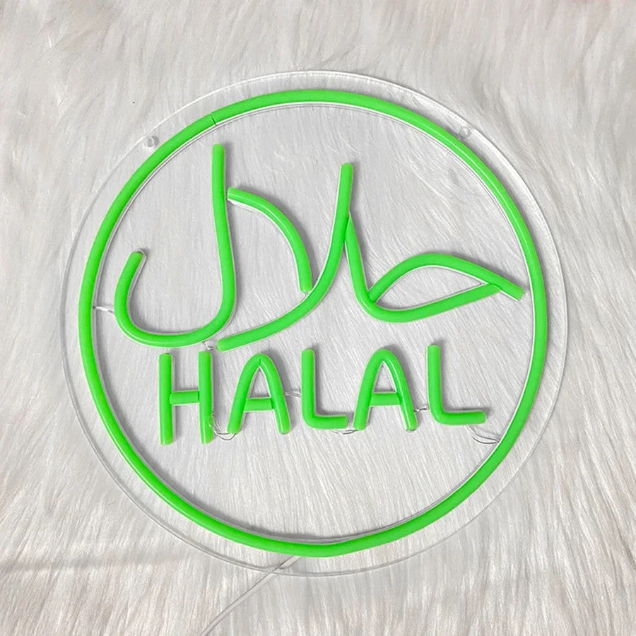 HALAL Neon Sign - LED Light USB Powered - Restaurants, Shops & Takeaway Islamic