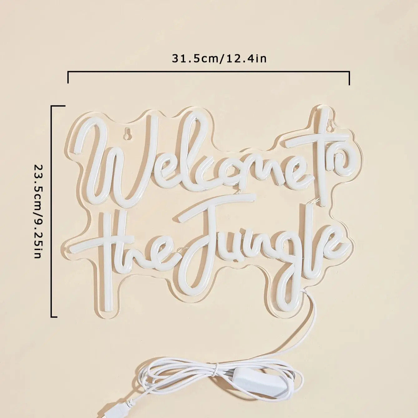 Welcome to The Jungle Neon Sign - Green LED Light Wall Decor Bar Games Room etc