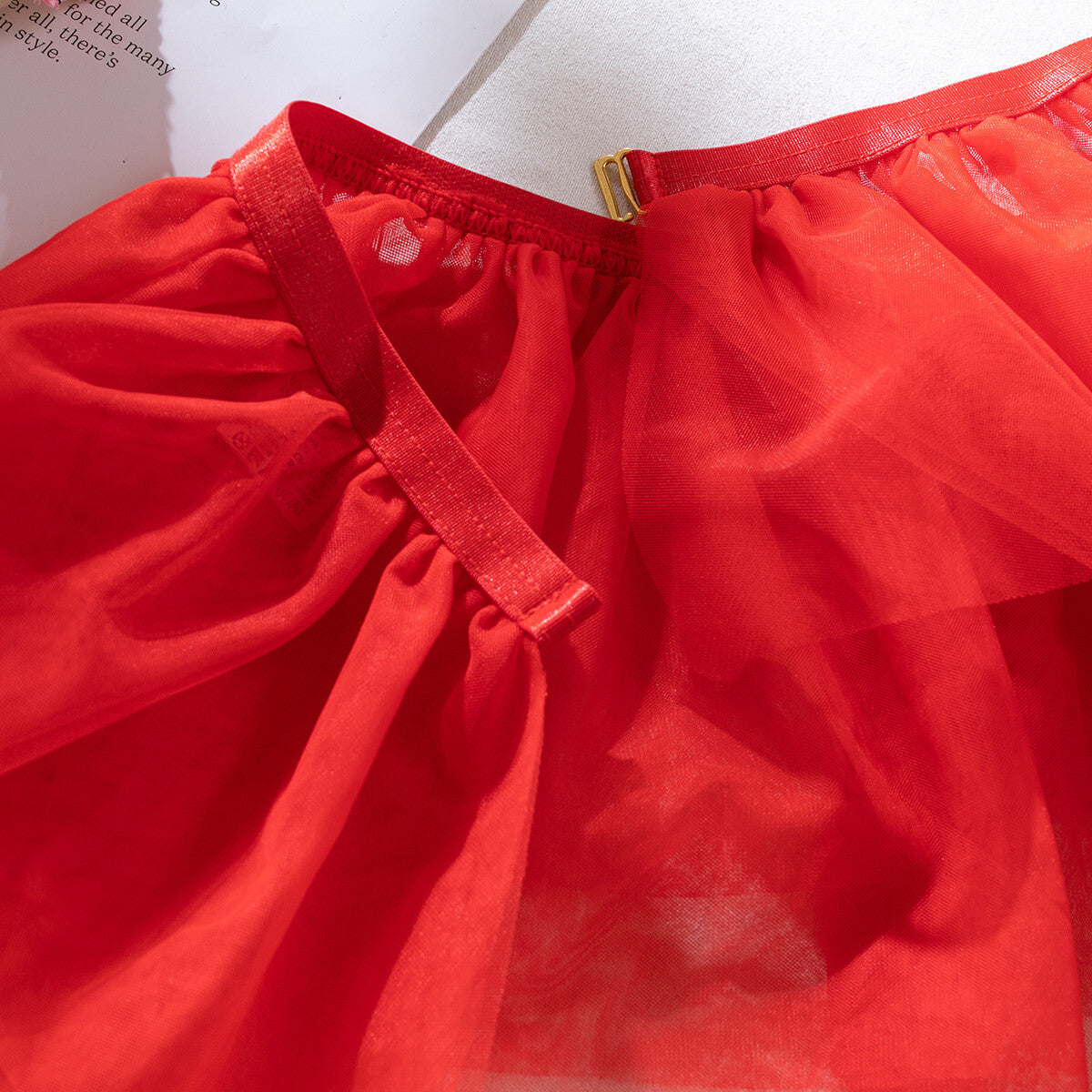 Sexy 2 Piece Valentines Lingerie Set - Backless Red Lace Outfit crotchless Skirt