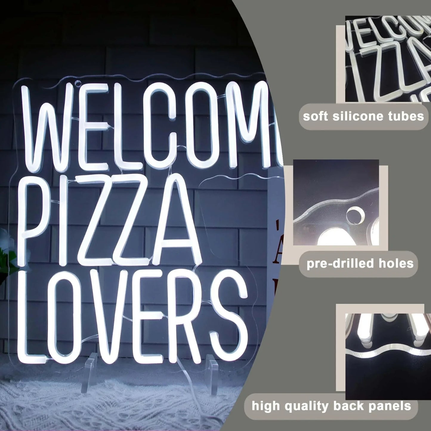 Welcome Pizza Lovers Neon Sign - LED Light Fast Food Pizza Shop Takeaway Italian