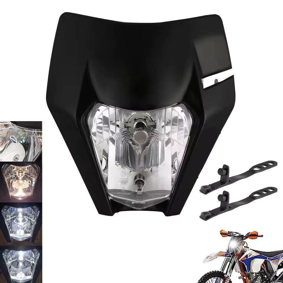 Universal Supermoto Enduro Headlight - For Honda Suzuki Yamaha Motorcycle BLACK