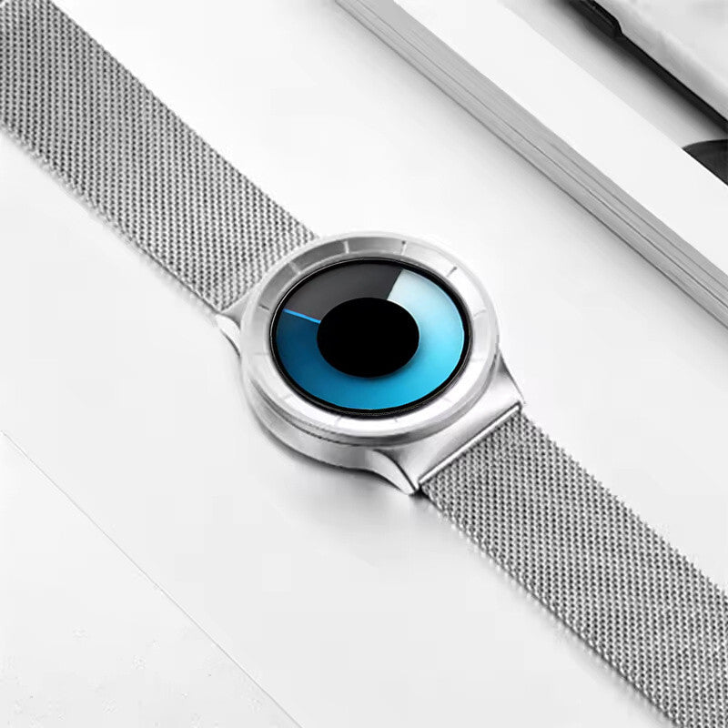 Numberless Watch - Liquid Blue Display - Fathers Day Gift Novelty Unique Unisex