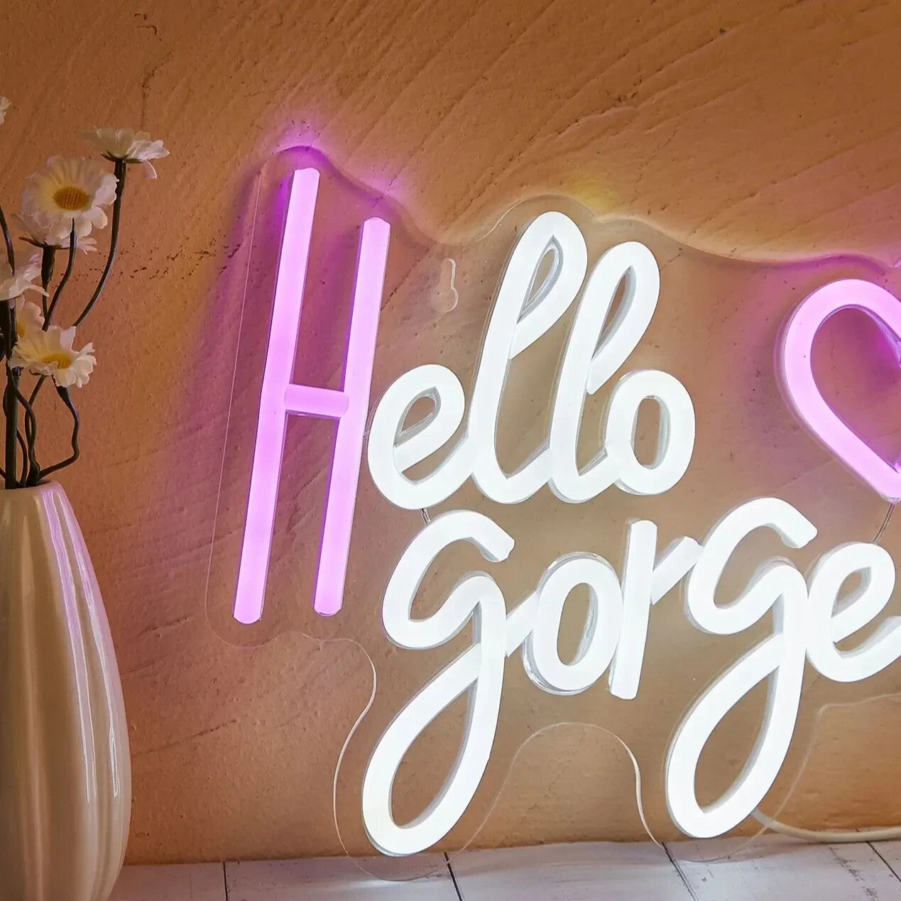 Hello Gorgeous - Neon Sign -Hair Dresser Beauty Salon Nails Lips Light LED