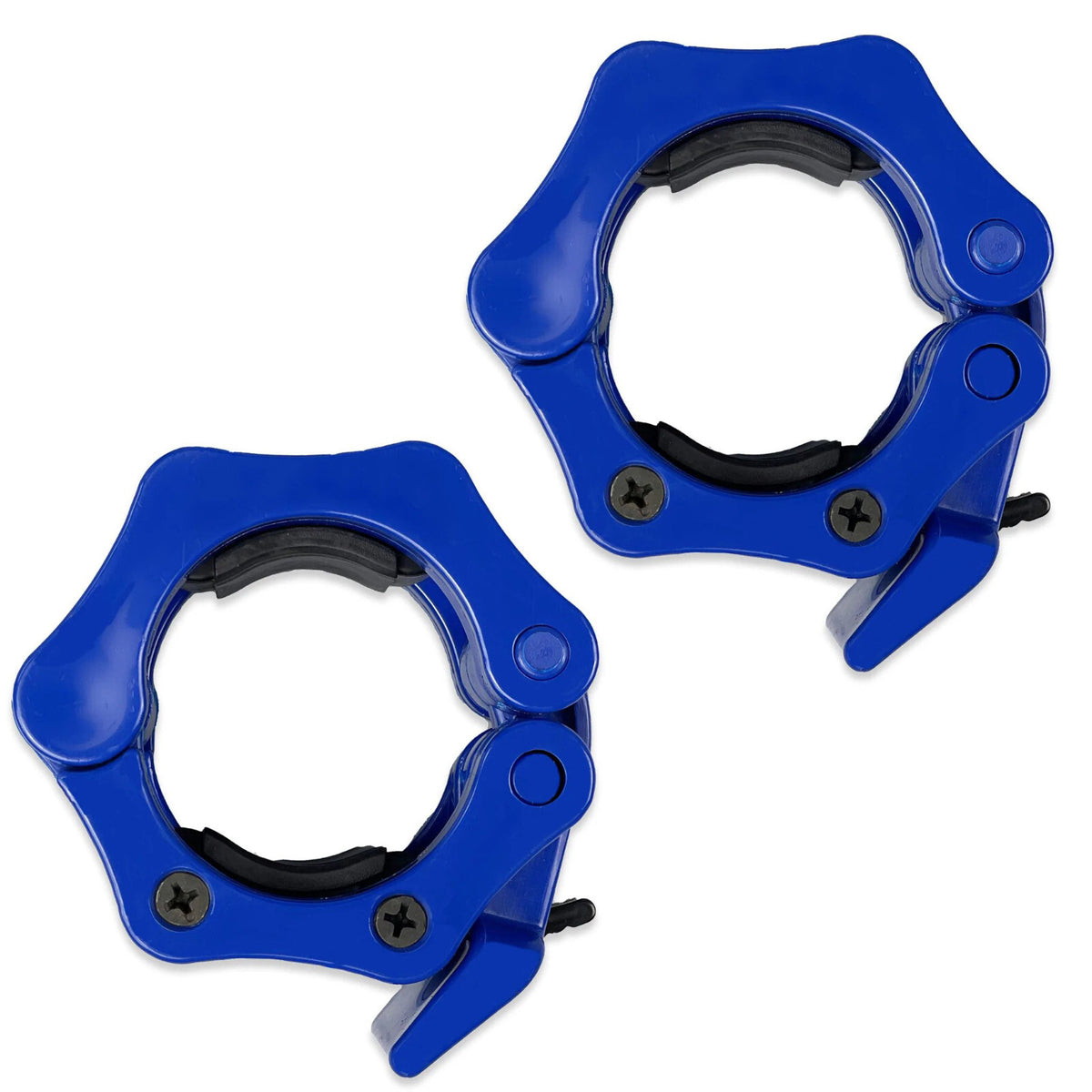 Olympic Bar Collar Clamps BLUE - 2 inch 50mm Barbell Gym Quick Clips Pair 5cm