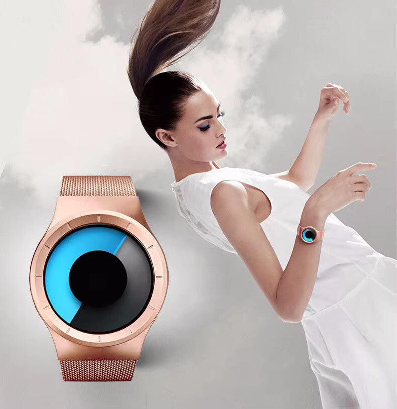 Numberless Watch - Liquid Blue Display - Mothers Day Gift Novelty Unique Unisex