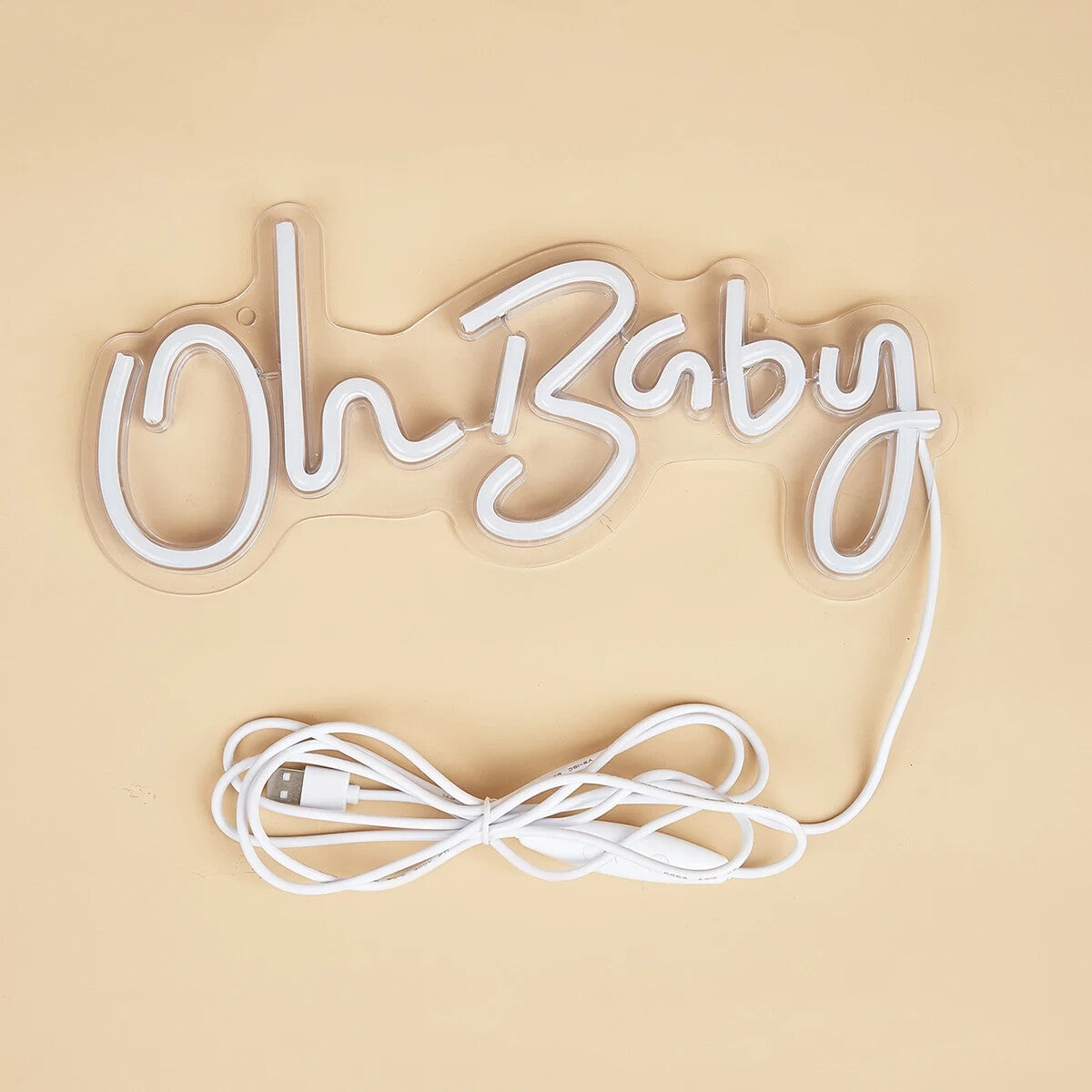 Oh Baby White Neon Sign - Room Light LED Bedroom Hotel Club Bar Beauty Salon USB