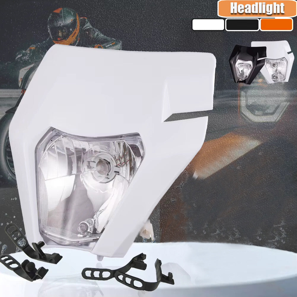 Universal Supermoto Enduro Headlight - For Honda Suzuki Yamaha Motorcycle WHITE