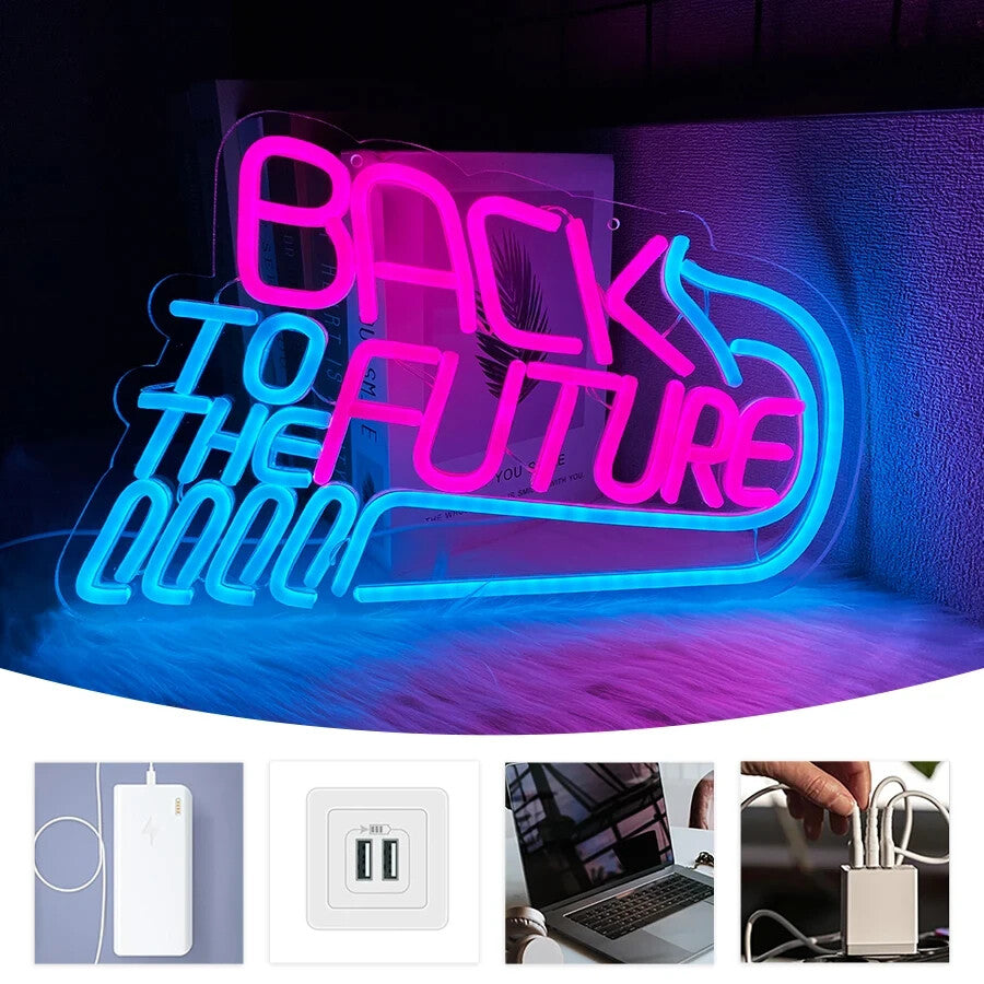 Back To The Future Retro Neon Sign - LED Light USB Powered Film 80's Movie