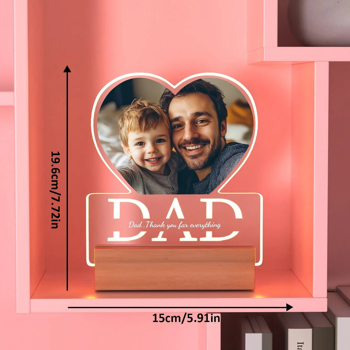 Personalised Dad Photo Frame - LED Light Up Plaque - Fathers Day / Birthday Gift
