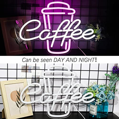 Coffee Cup White & Pink Neon Sign - Light Coffee Shop Cafe Kiosk Mug USB