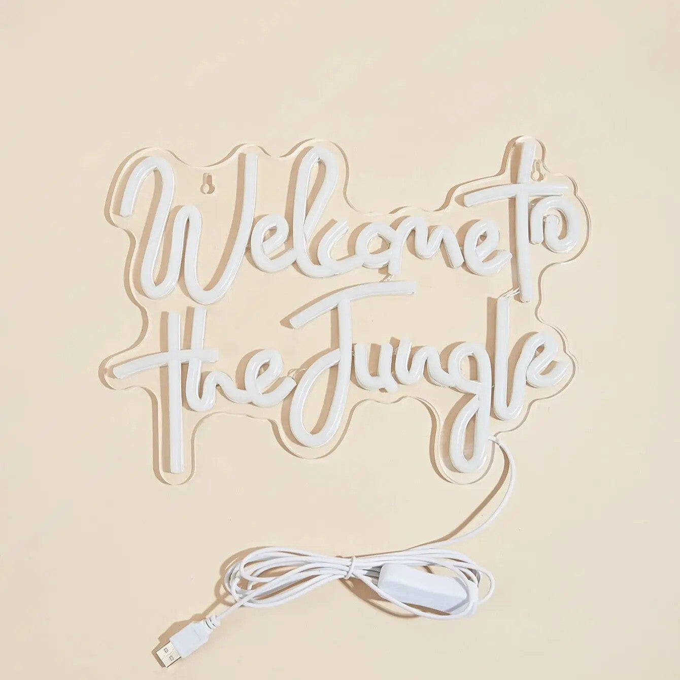 Welcome to The Jungle Neon Sign - Green LED Light Wall Decor Bar Games Room etc