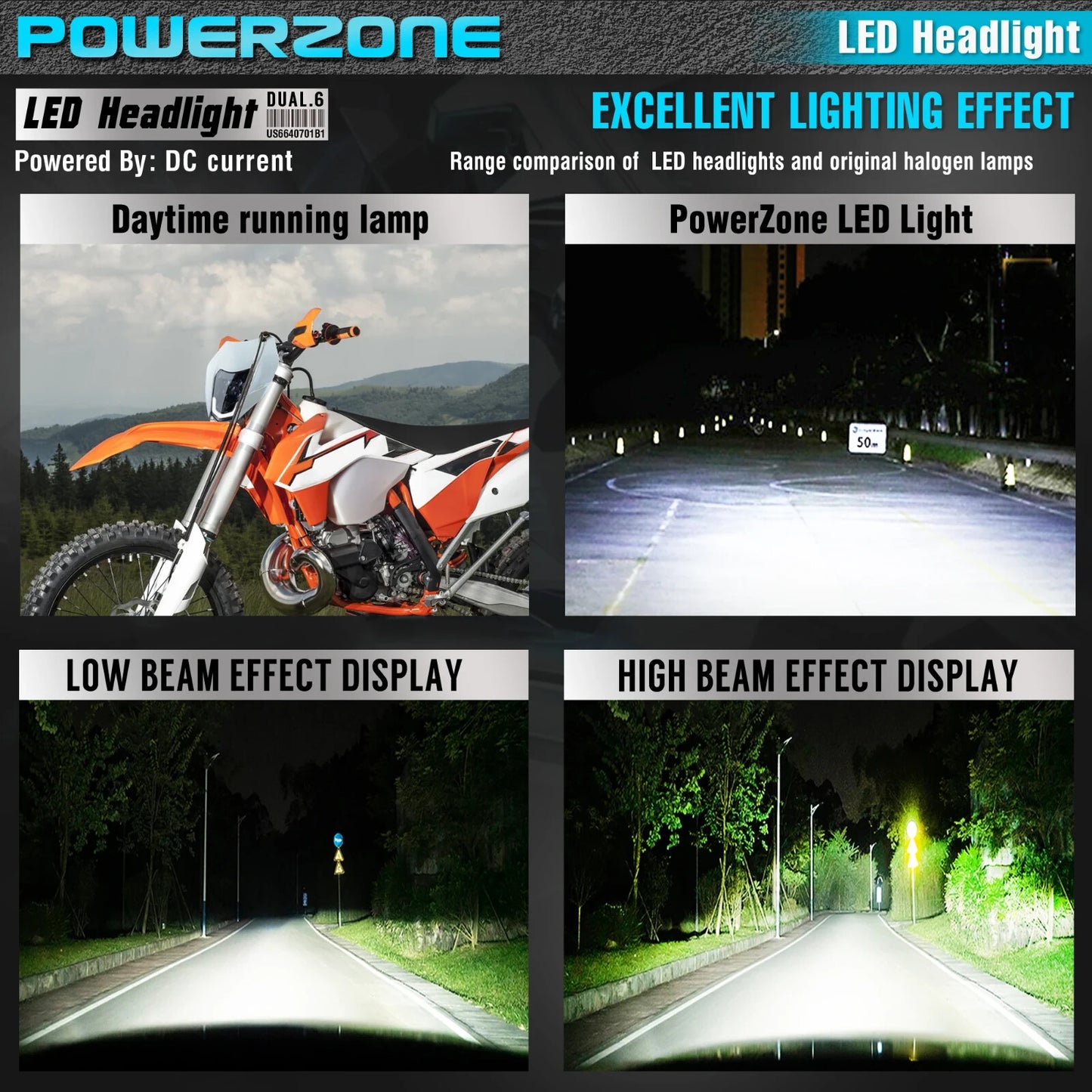 Universal Supermoto LED Headlight - For Kawasaki KTM Yamaha WHITE Motorcycle etc