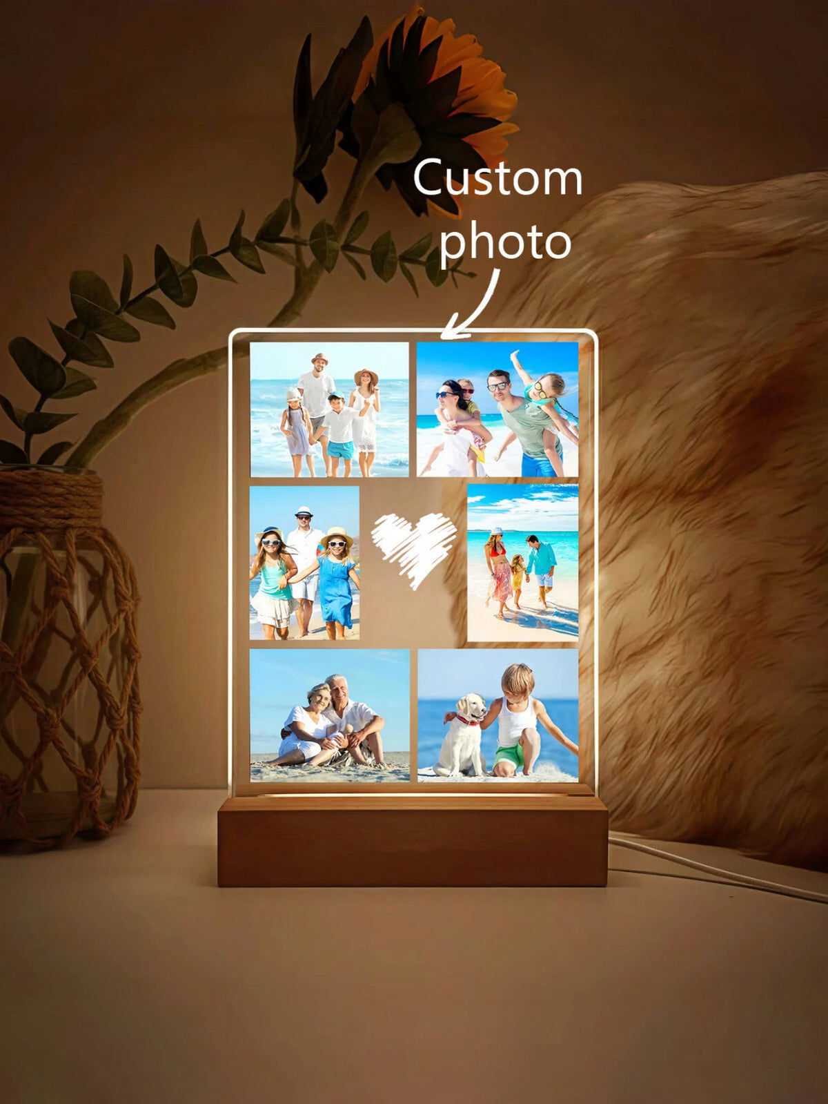 Personalised Photo Frame - LED Light Up - Anniversary Boyfriend GF Birthday Gift