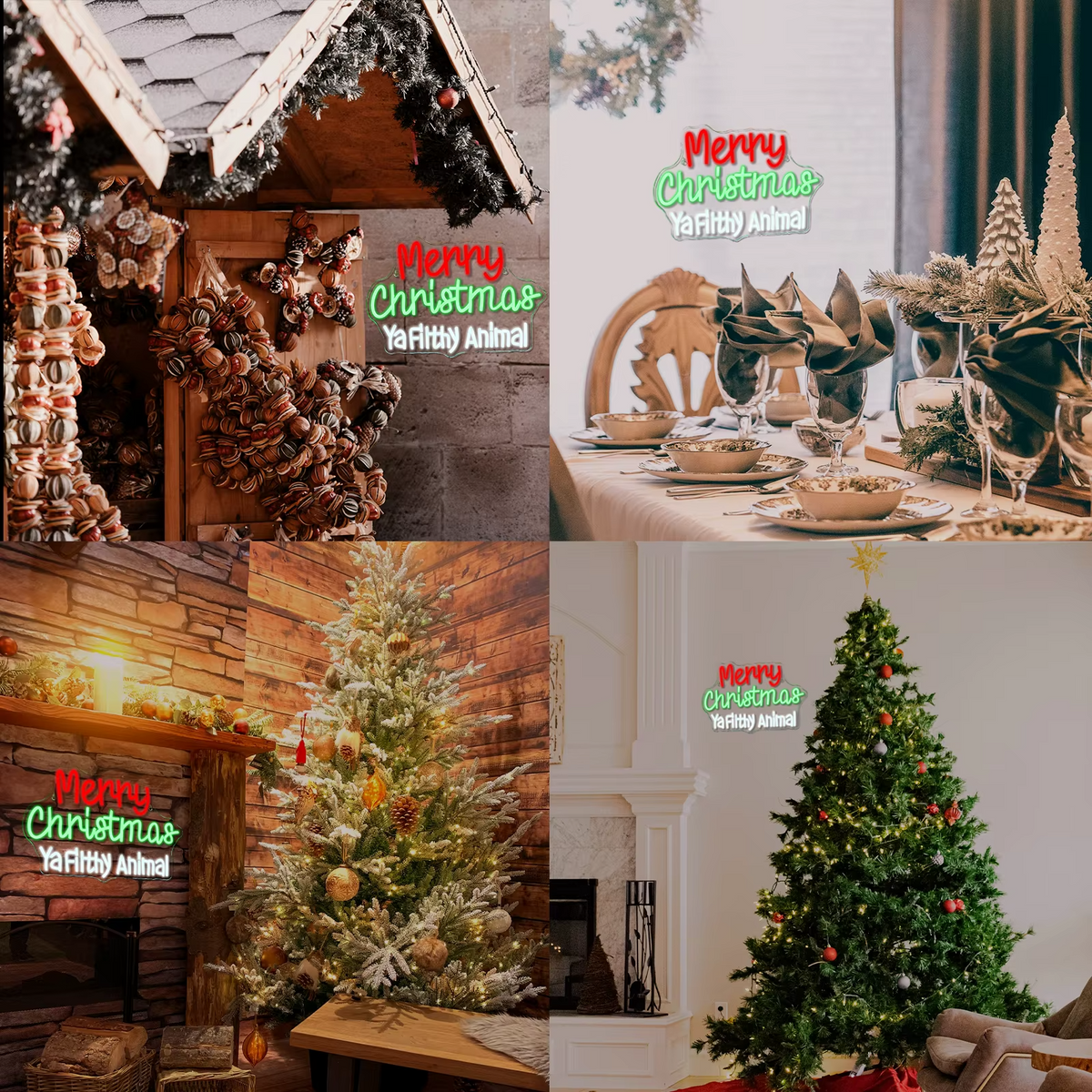 Merry Christmas Ya Filthy Animal Neon Sign - LED XMAS Light - Home Happy Store