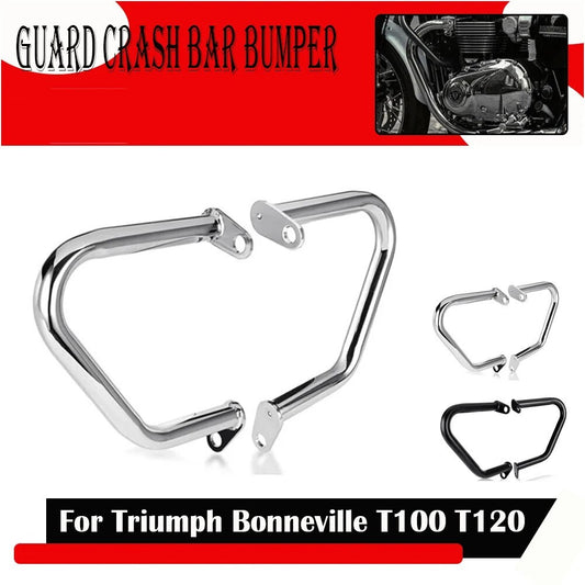 Chrome Engine Guard Crash Bar - For Triumph Bonneville T100 T120 Bobber 16-24