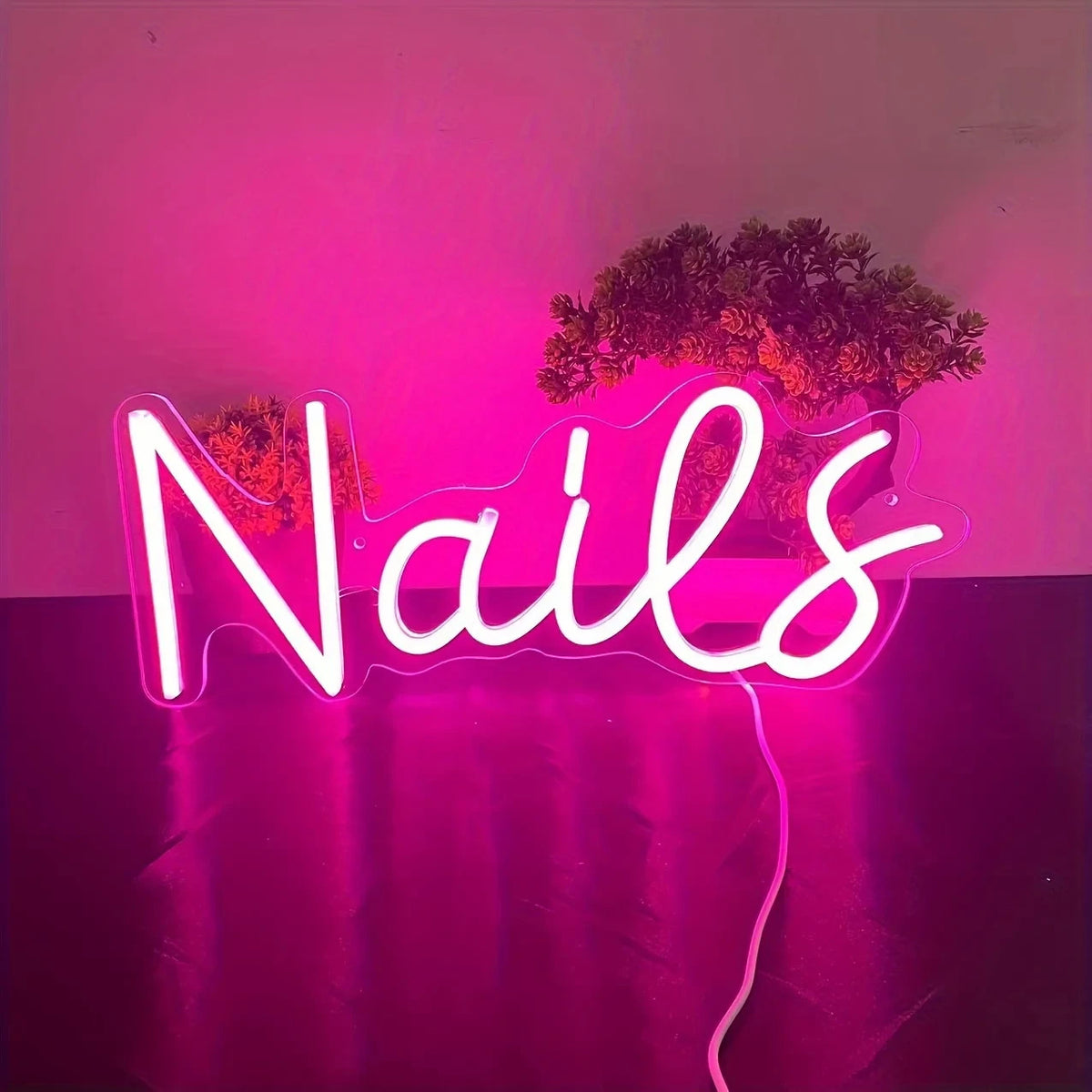 Nail Salon Light Neon Sign - Beauty Bar Lights Womens Nails Self Care Room LED