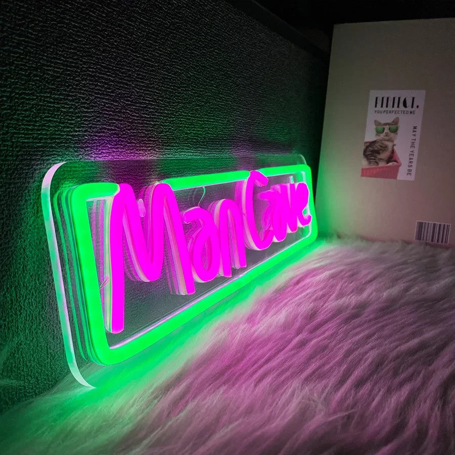 Man Cave Neon Sign - Green LED Light Wall Decor Bar Games Room Home etc