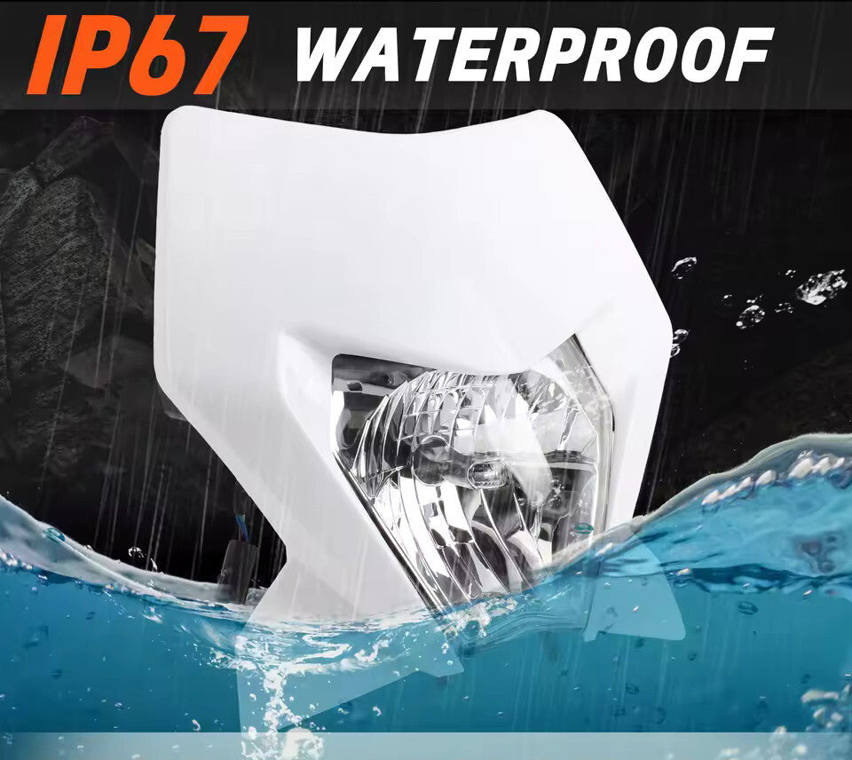 Universal Supermoto Enduro Headlight - For Honda Suzuki Yamaha Motorcycle White