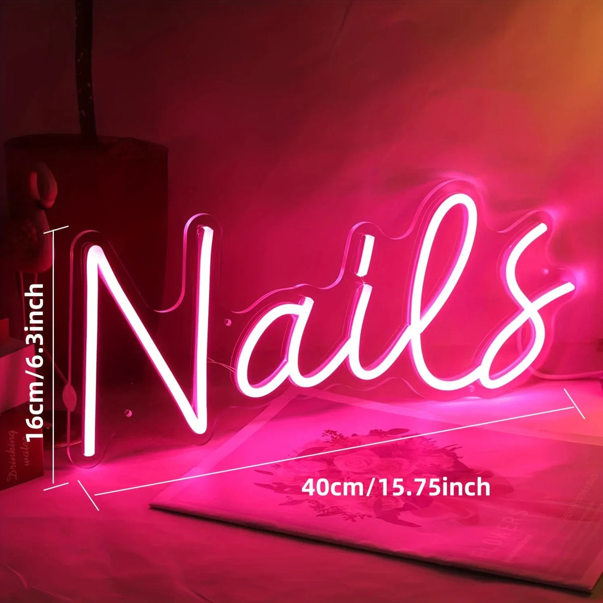 Nail Salon Light Neon Sign - Beauty Bar Lights Womens Nails Self Care Room LED