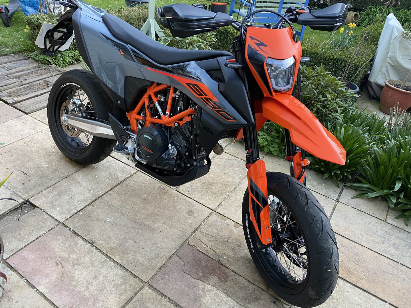 Universal Supermoto LED Headlight - For KTM Yamaha Enduro Motorcycle ORANGE