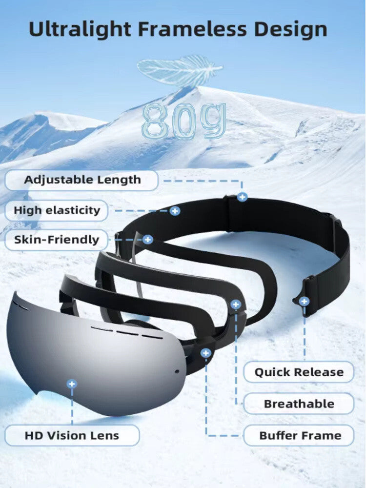 Anti-Fog Ski Snowboard Goggles  - UV400 Adult Men Women Red