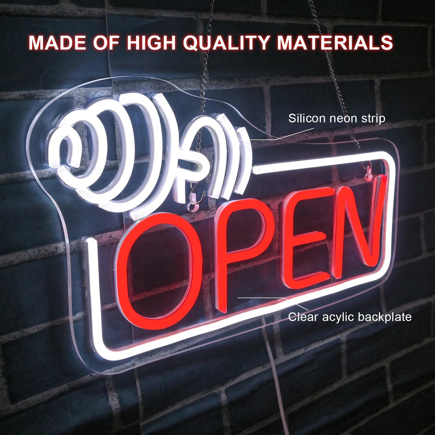 Gym Open Sign Neon Light with dumbbell - Weightlifting – Fitness Centre LED Club