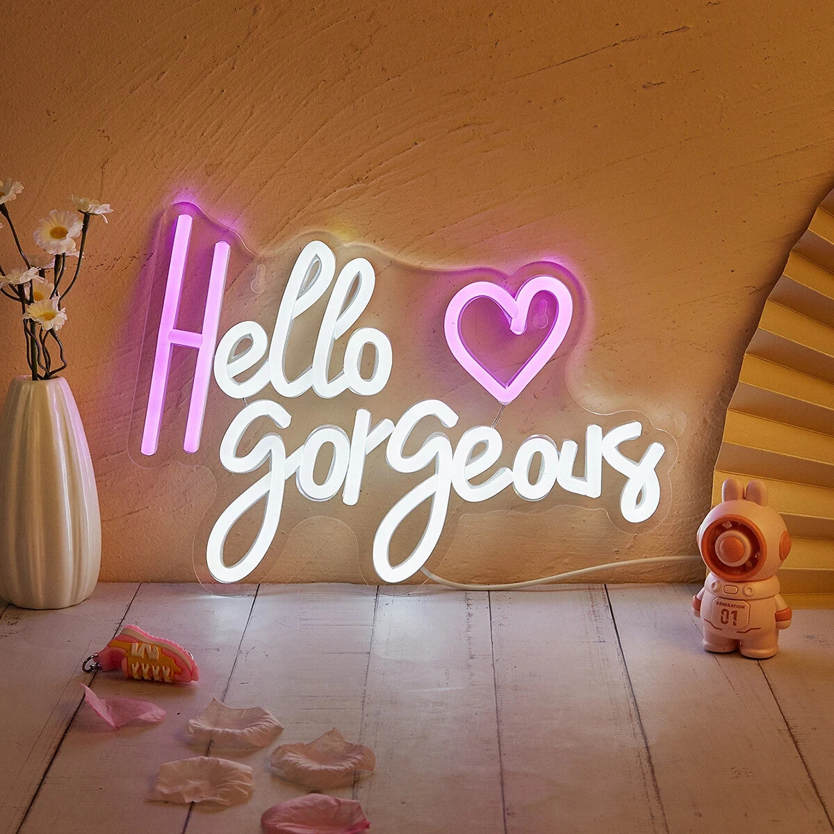 Hello Gorgeous - Neon Sign -Hair Dresser Beauty Salon Nails Lips Light LED
