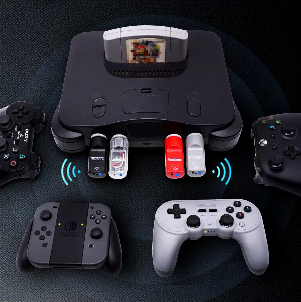 Wireless Bluetooth Receiver - Nintendo N64  - (Clear) Blue Retro