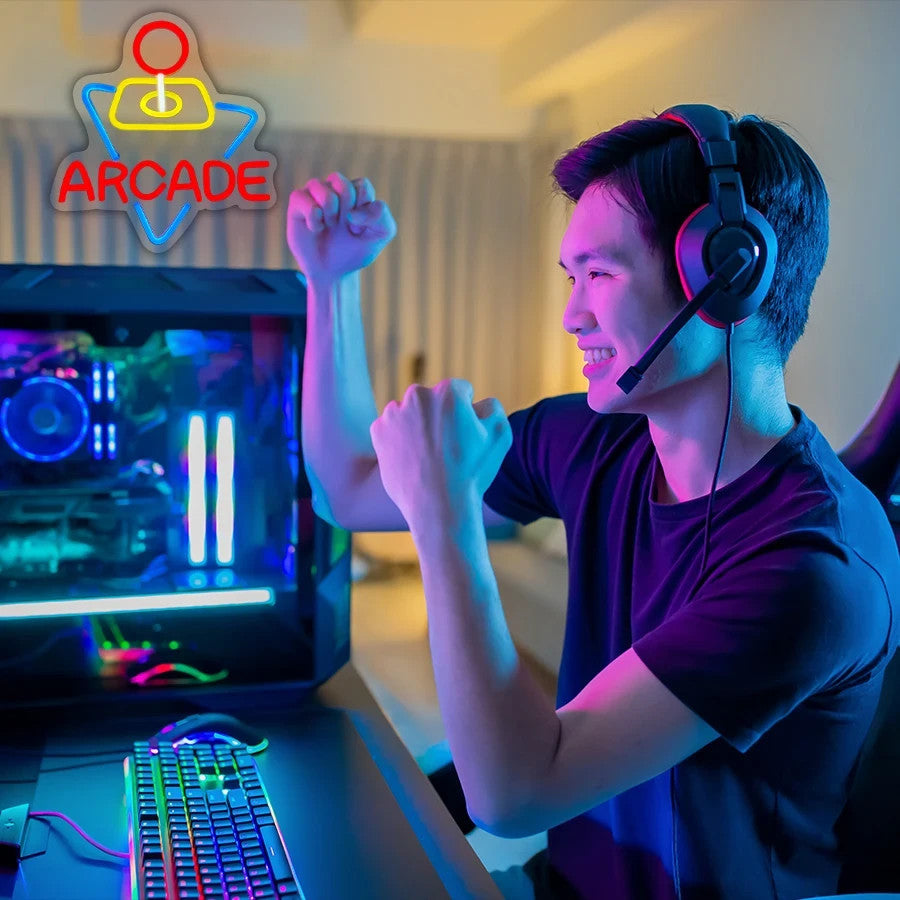 Arcade Machine LED Neon Light - Gaming Sign Wall Gift Man Cave 80s Xbox Retro