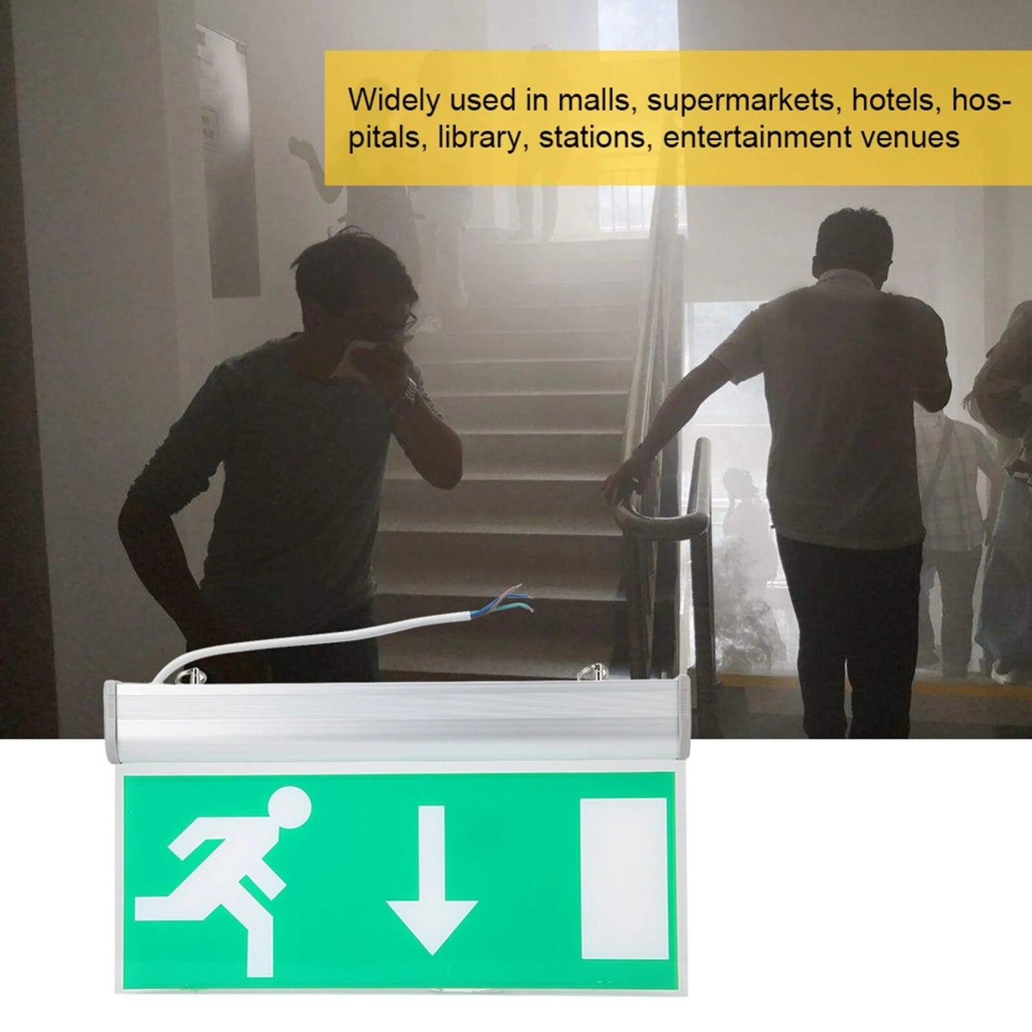 Emergency Fire Exit LED Lighting Sign Light Safety Fitting Hanging Maintained