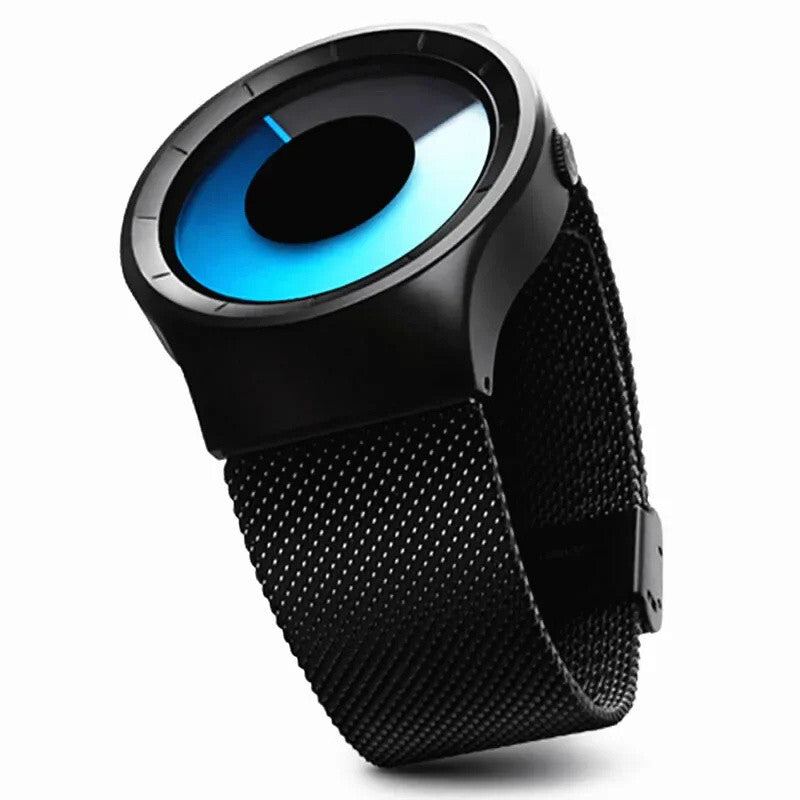 Numberless Watch - Liquid Blue Display - Fathers Day Gift Novelty Unique Unisex