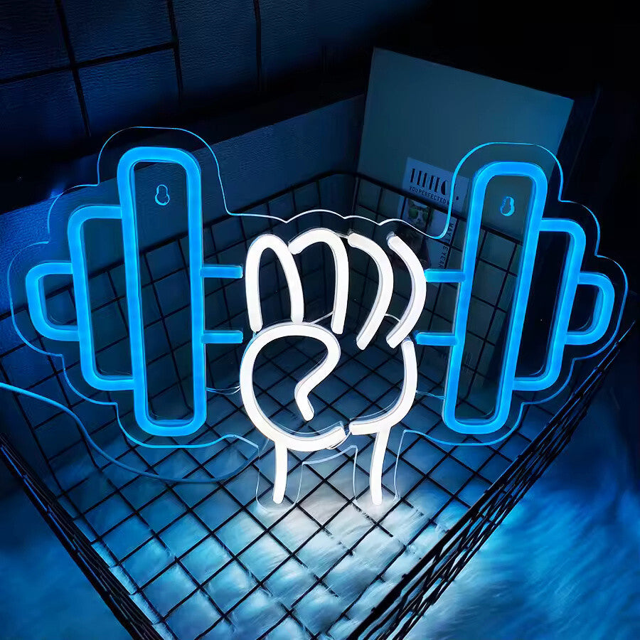 Gym Dumbbell Neon Sign - LED Weightlifting Light – Fitness Barbell USB Powered