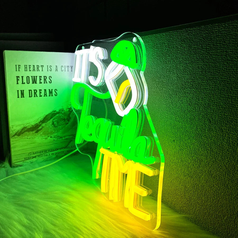 It's Tequila Time Neon Light - Alcohol Bar Sign - Pub Home Club etc LED