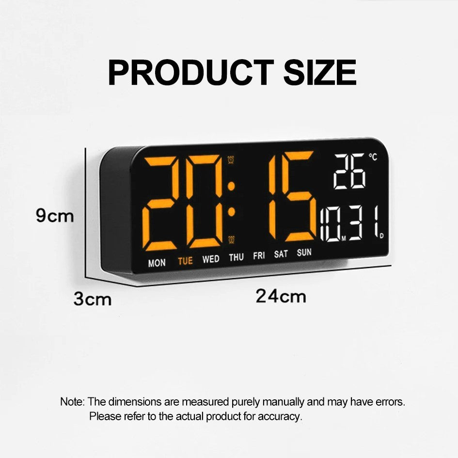 Digital Gym Wall Clock - 24CM Alarm Temperature / Time & Date gage Fitness Yoga