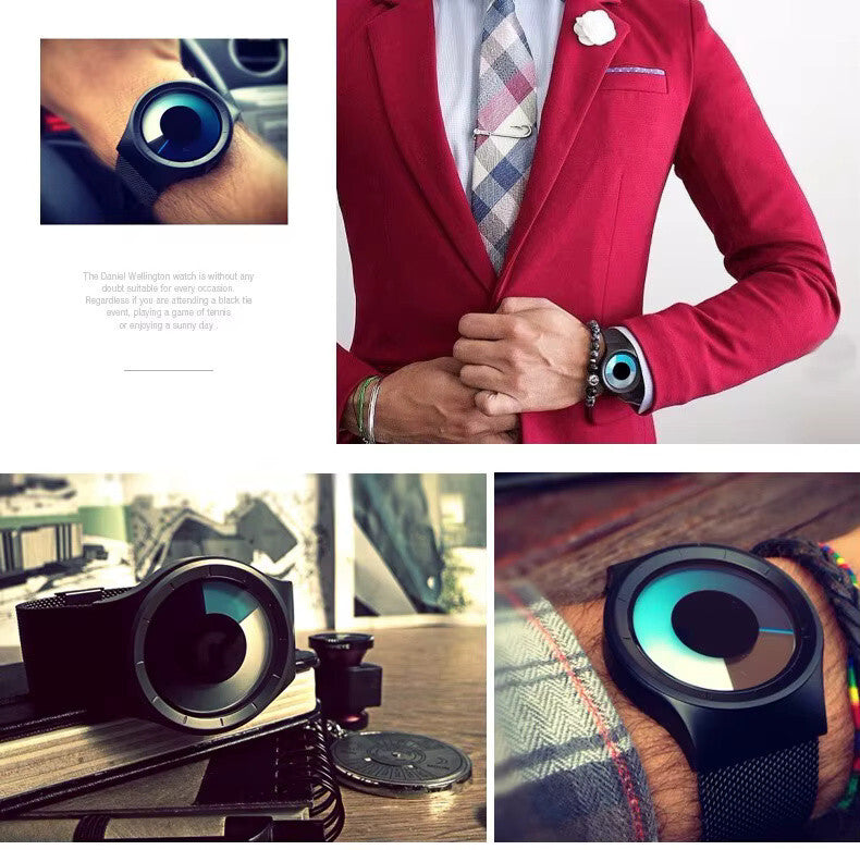 Numberless Watch - Liquid Blue Display - Fathers Day Gift Novelty Unique Unisex
