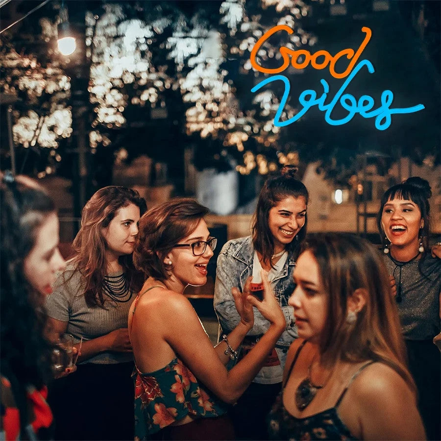 Good Vibes Neon Sign - Home LED Light - Office Bedroom Spa Bar etc USB Powered