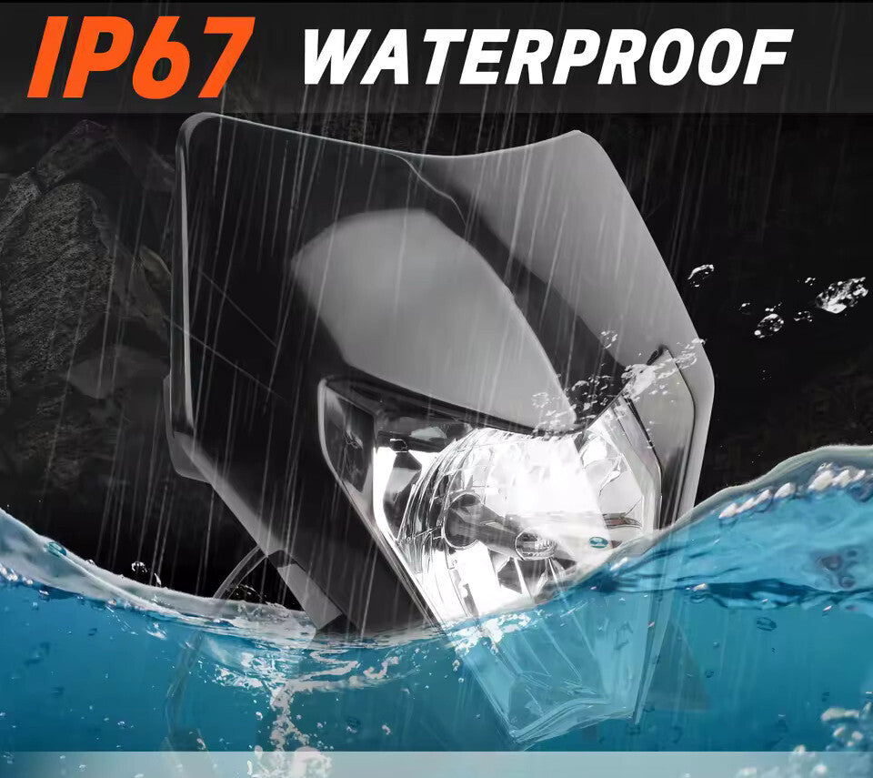 Universal Supermoto Enduro Headlight - For Honda Suzuki Yamaha Motorcycle BLACK