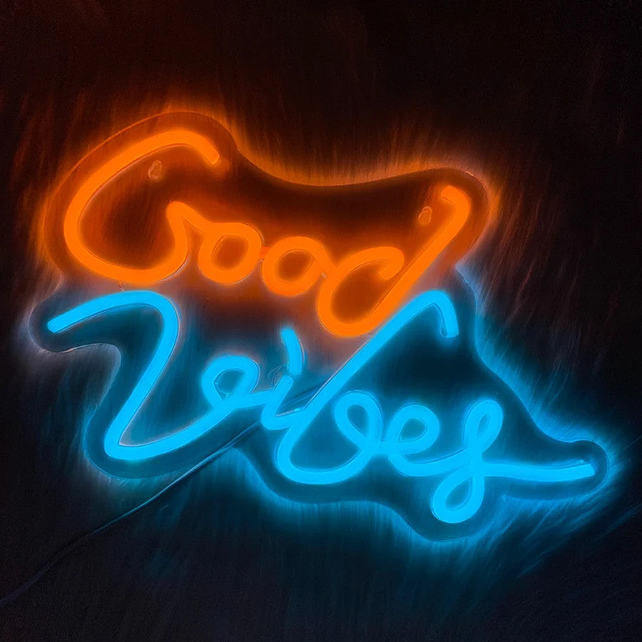 Good Vibes Neon Sign - Home LED Light - Office Bedroom Spa Bar etc USB Powered