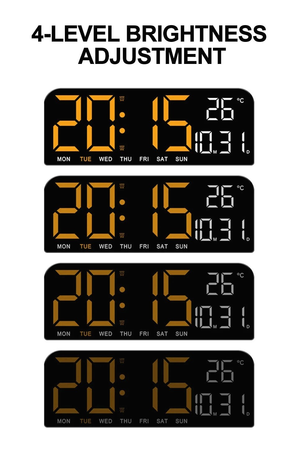Digital Gym Wall Clock - 24CM Alarm Temperature / Time & Date gage Fitness Yoga