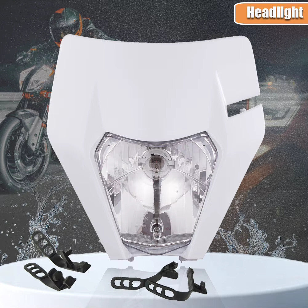 Universal Supermoto Enduro Headlight - For Honda Suzuki Yamaha Motorcycle WHITE