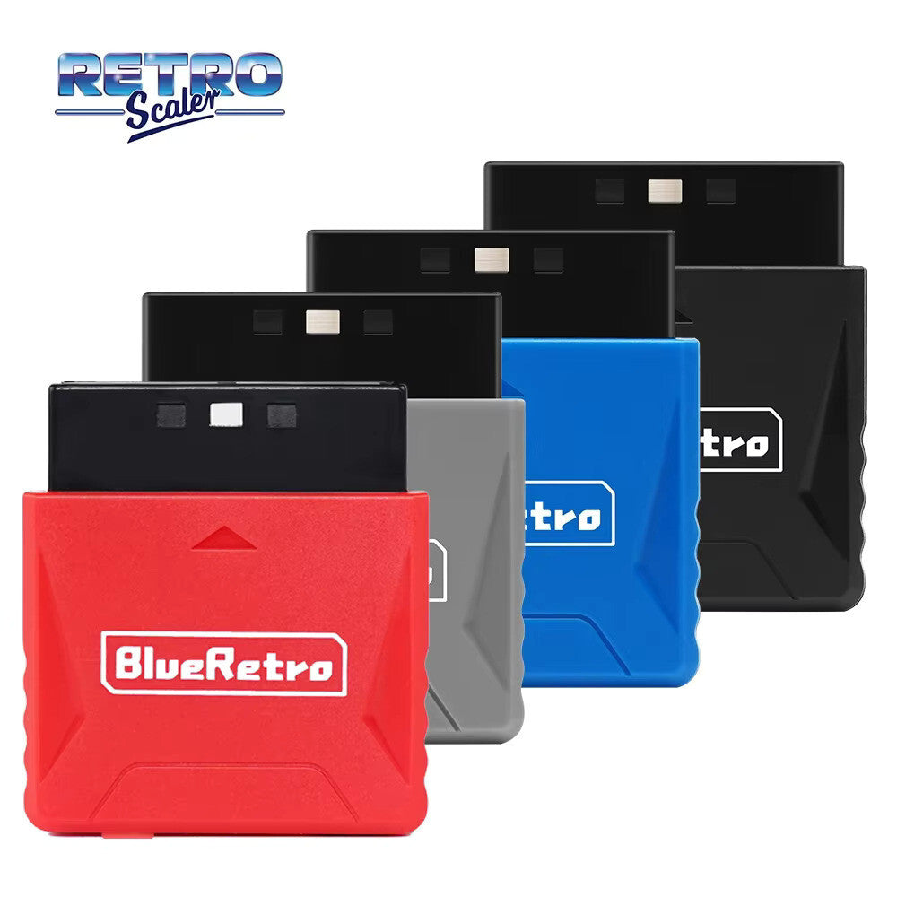 Wireless Bluetooth Controller Receiver - Playstation 1 & 2  - (Grey) Blue Retro