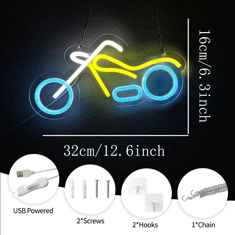 Motorbike Neon Sign - Home LED Light - Man Cave Bar Motorcycle Harley Davidson
