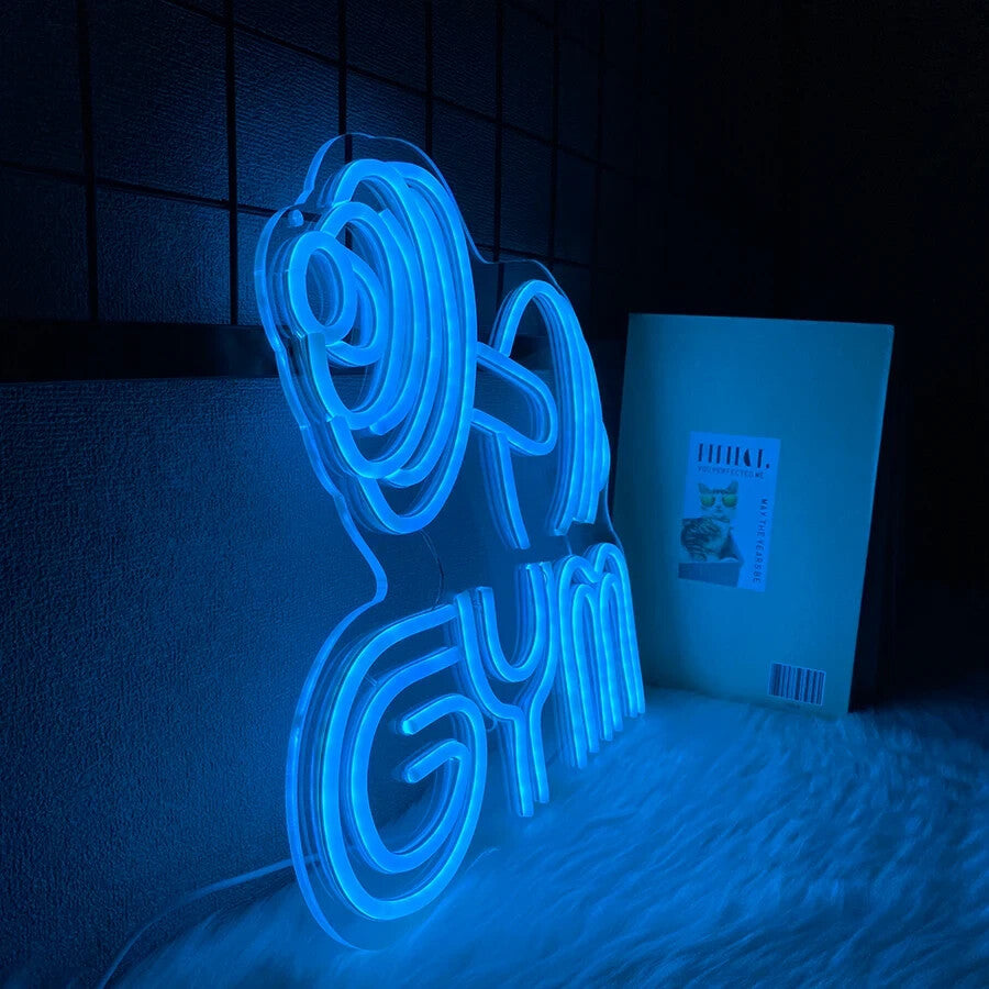 Gym Dumbbell Neon Sign - LED Weightlifting Light – Fitness Barbell USB Powered