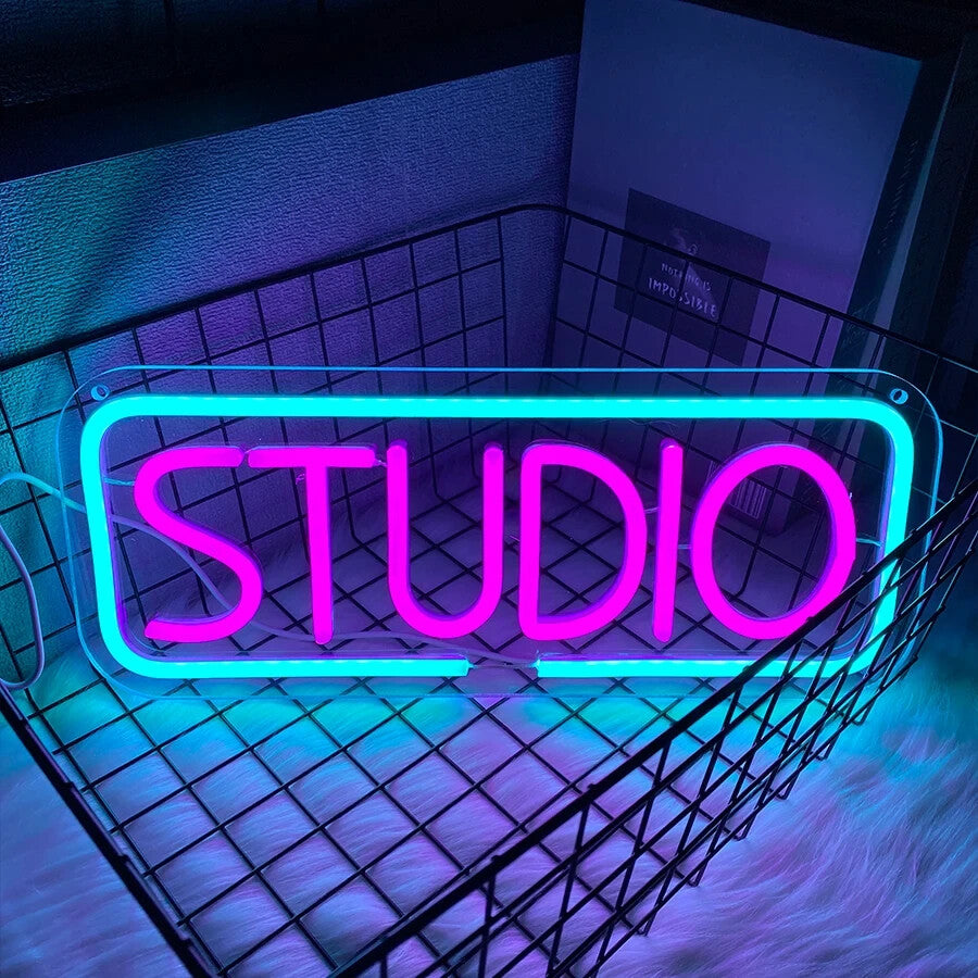 STUDIO Neon Sign - LED Light For MAN CAVE Home Club Etc - Wall Hanging USB