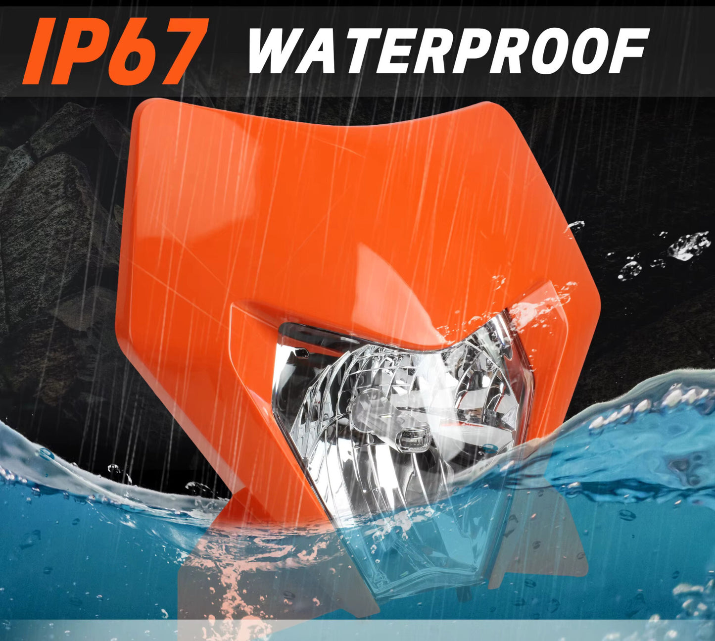 Universal Supermoto Enduro Headlight - For KTM Suzuki Yamaha Motorcycle ORANGE