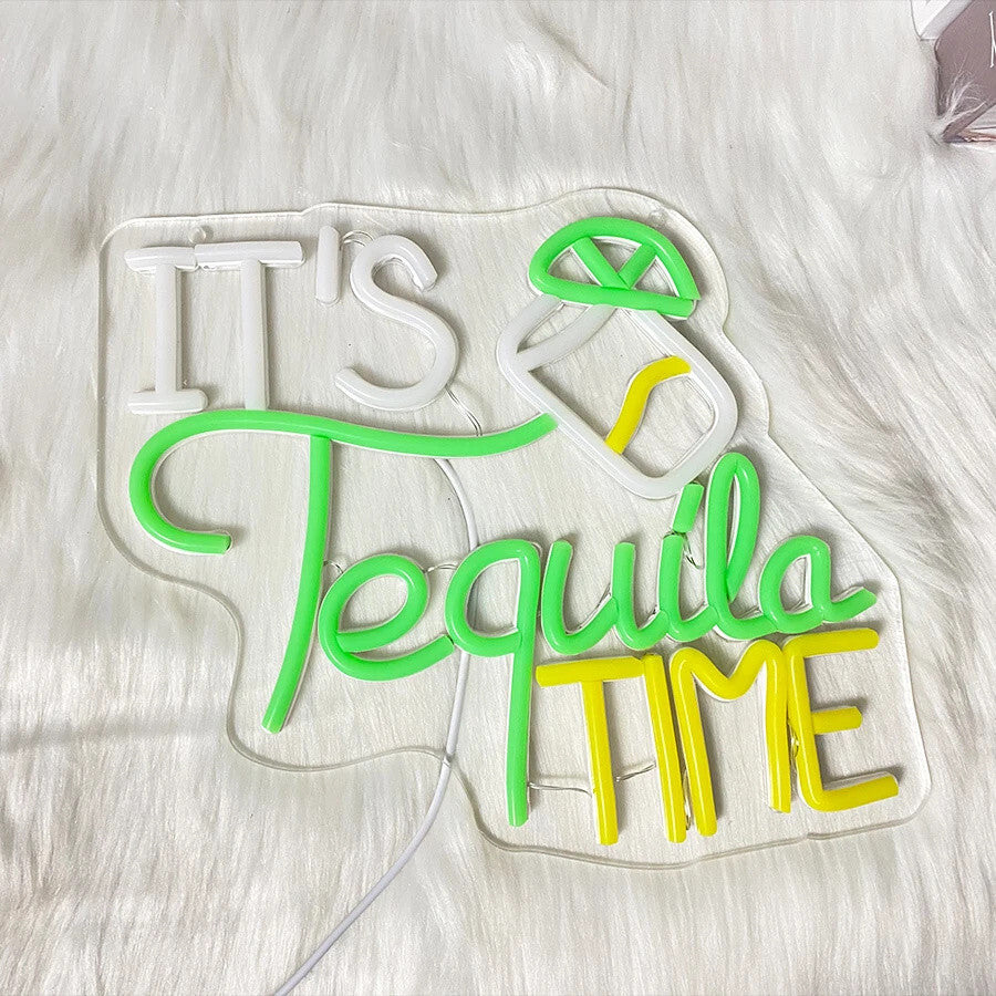 It's Tequila Time Neon Light - Alcohol Bar Sign - Pub Home Club etc LED