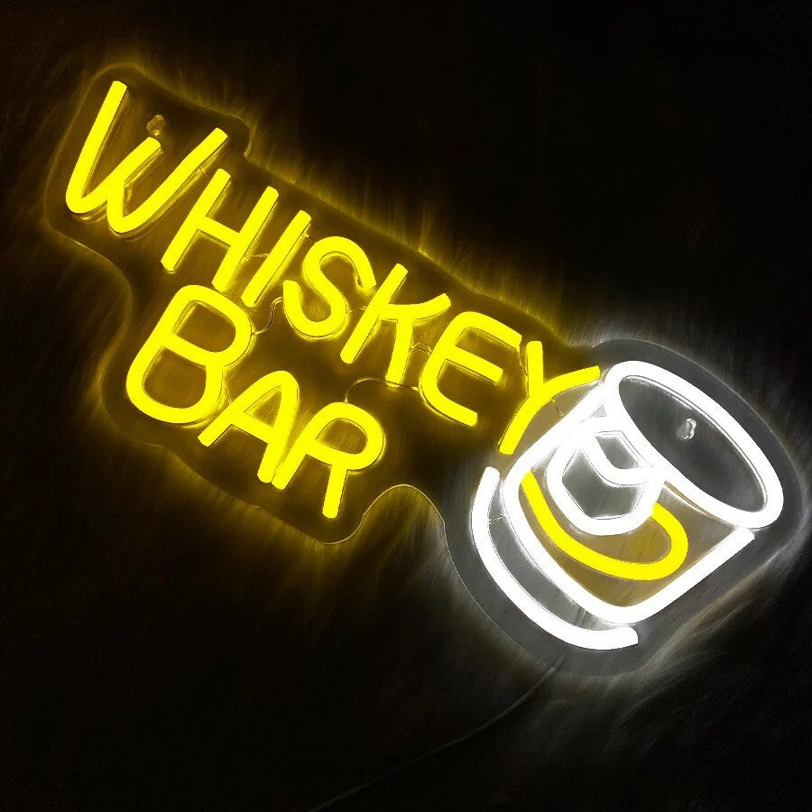 Whiskey Bar Neon Light - Alcohol Club Sign - Pub Home etc LED