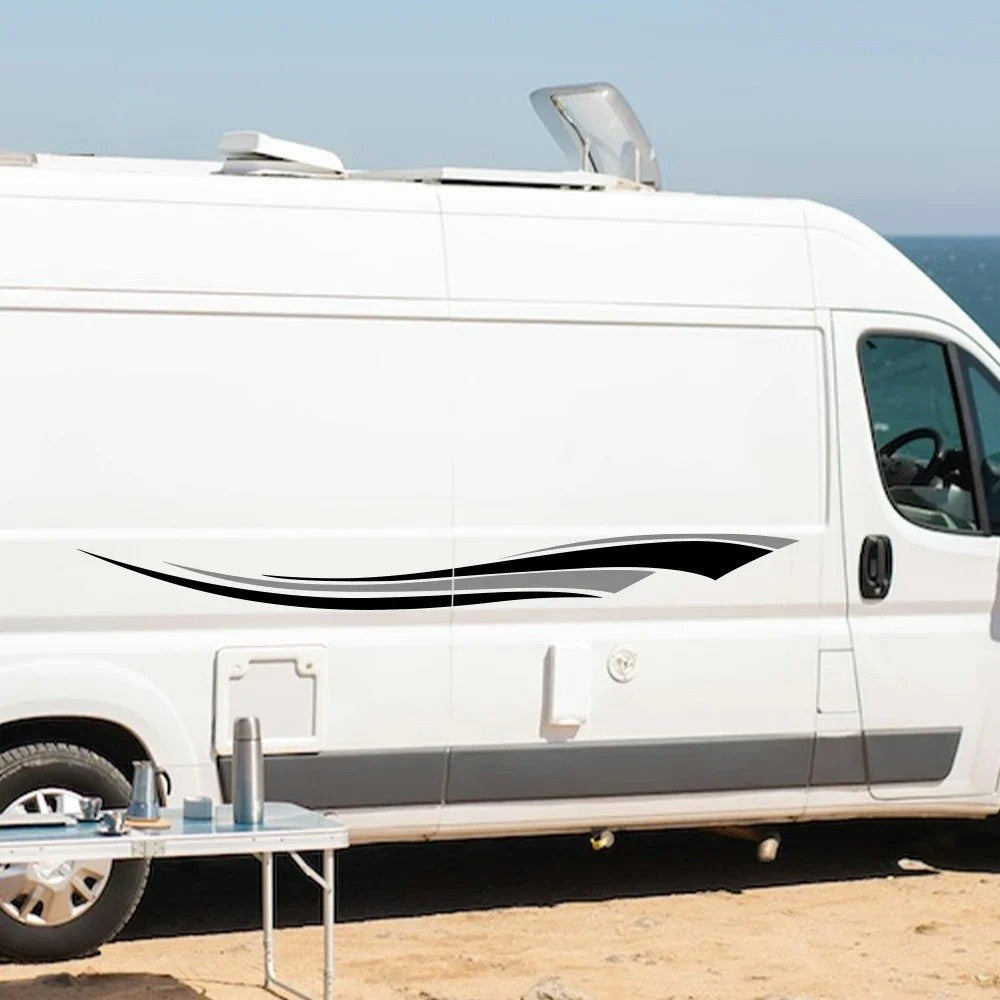 Campervan / Motorhome Decal Graphics Set, Black & Grey - Caravan Horsebox etc